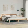 Ágykeret LED -es lámpákkal Barna 180 x 200 cm Tömör fenyőfa