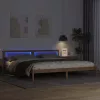 Ágykeret LED -es lámpákkal Barna 180 x 200 cm Tömör fenyőfa