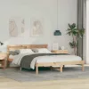 Ágykeret LED -es lámpákkal Barna 150 x 200 cm Tömör fenyőfa