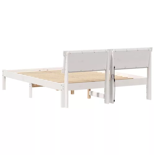 Ágykeret LED -es lámpákkal Fehér 120 x 200 cm Tömör fenyőfa