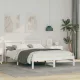 Ágykeret LED -es lámpákkal Fehér 140 x 190 cm Tömör fenyőfa