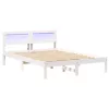 Ágykeret LED -es lámpákkal Fehér 135 x 190 cm Tömör fenyőfa