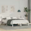 Ágykeret LED -es lámpákkal Fehér 120 x 190 cm Tömör fenyőfa