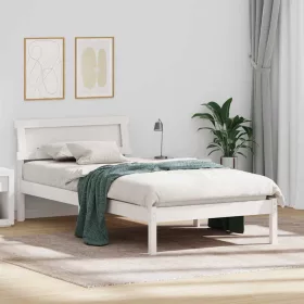   Ágykeret LED -es lámpákkal Fehér 100 x 200 cm Tömör fenyőfa