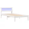 Ágykeret LED -es lámpákkal Fehér 100 x 200 cm Tömör fenyőfa