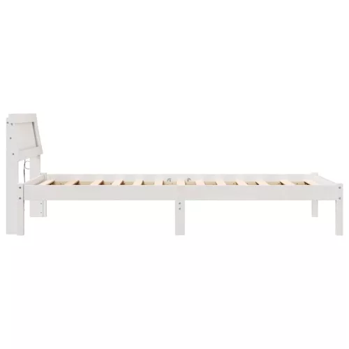 Ágykeret LED -es lámpákkal Fehér 100 x 200 cm Tömör fenyőfa