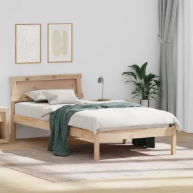   Ágykeret LED -es lámpákkal Barna 80 x 200 cm Tömör fenyőfa