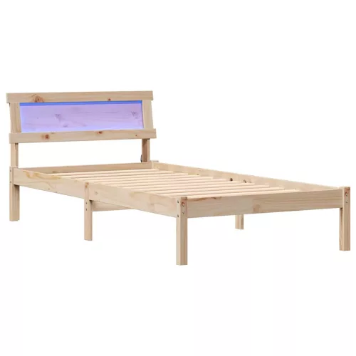 Ágykeret LED -es lámpákkal Barna 75 x 190 cm Tömör fenyőfa