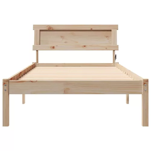 Ágykeret LED -es lámpákkal Barna 75 x 190 cm Tömör fenyőfa
