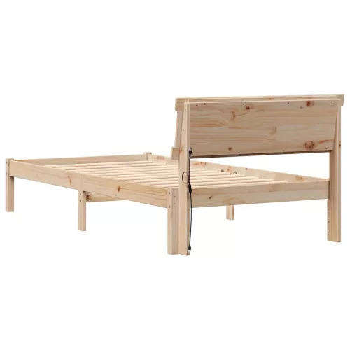 Ágykeret LED -es lámpákkal Barna 75 x 190 cm Tömör fenyőfa
