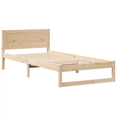 Ágykeret fejtámlával Barna 100 x 200 cm Tömör fenyőfa