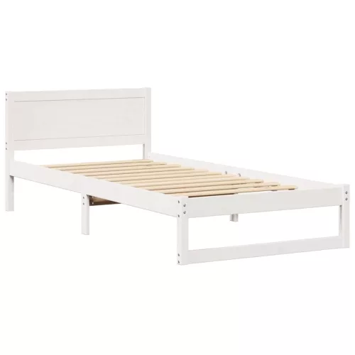 Ágykeret fejtámlával Fehér 100 x 200 cm Tömör fenyőfa