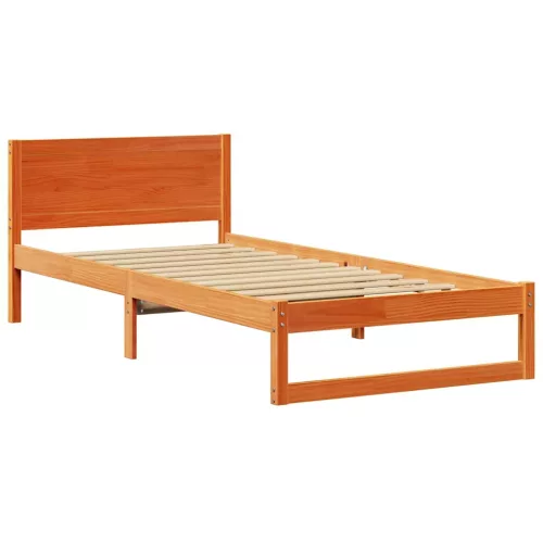 Ágykeret fejtámlával Barna 90 x 200 cm Tömör fenyőfa