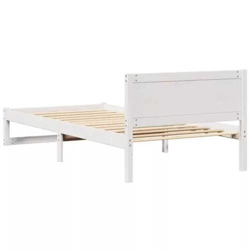 Ágykeret fejtámlával Fehér 80 x 200 cm Tömör fenyőfa