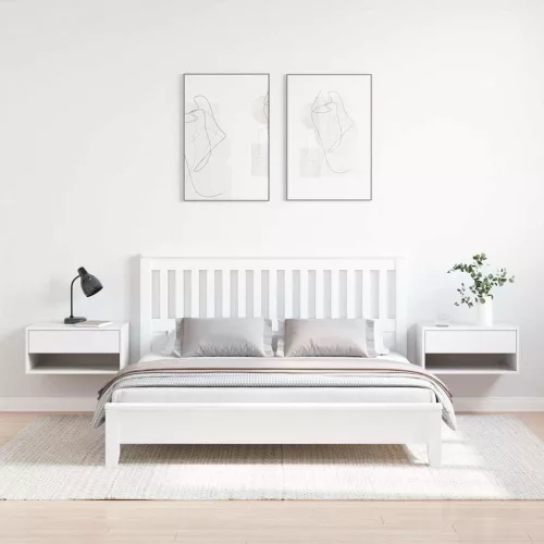 Éjjeli asztal 2 pcs Fehér 50 x 32.5 x 24 cm Tömör fenyőfa