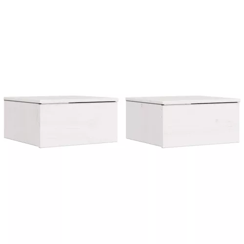 Éjjeli asztal 2 pcs Fehér 37 x 35 x 18.5 cm Tömör fenyőfa