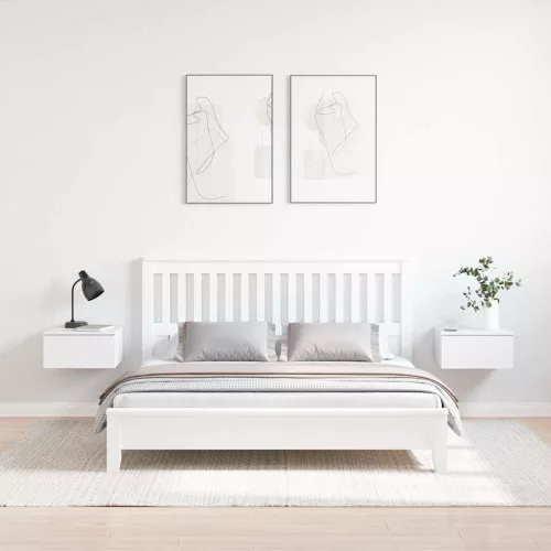 Éjjeli asztal 2 pcs Fehér 37 x 35 x 18.5 cm Tömör fenyőfa