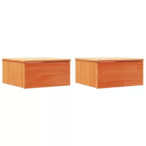 Éjjeli asztal 2 pcs Viaszbarna 37 x 35 x 18.5 cm Tömör fenyőfa