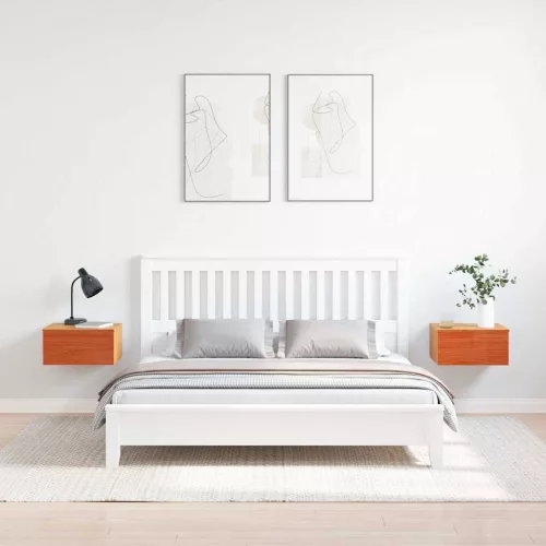 Éjjeli asztal 2 pcs Viaszbarna 37 x 35 x 18.5 cm Tömör fenyőfa