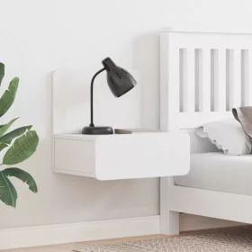   Éjjeli asztal 2 pcs Fehér 44 x 32.5 x 40 cm Tömör fenyőfa