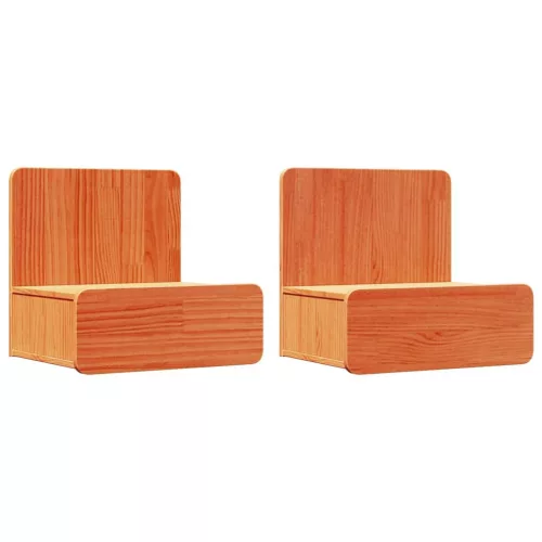 Éjjeli asztal 2 pcs Viaszbarna 44 x 32.5 x 40 cm Tömör fenyőfa