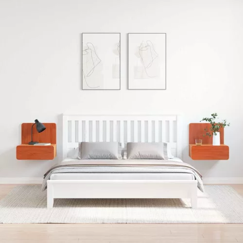 Éjjeli asztal 2 pcs Viaszbarna 44 x 32.5 x 40 cm Tömör fenyőfa