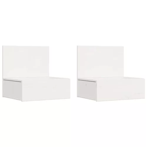 Éjjeli asztal 2 pcs Fehér 42 x 32.5 x 40 cm Tömör fenyőfa