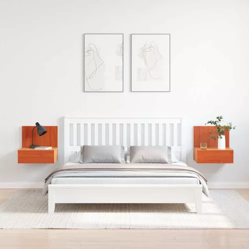 Éjjeli asztal 2 pcs Viaszbarna 42 x 32.5 x 40 cm Tömör fenyőfa