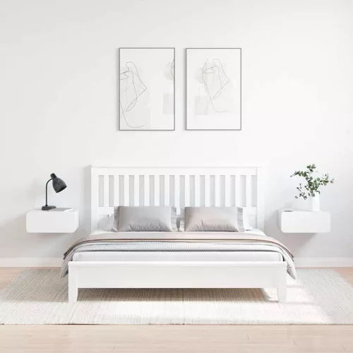 Éjjeli asztal 2 pcs Fehér 39 x 34 x 16.5 cm Tömör fenyőfa