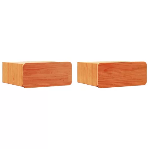Éjjeli asztal 2 pcs Viaszbarna 39 x 34 x 16.5 cm Tömör fenyőfa