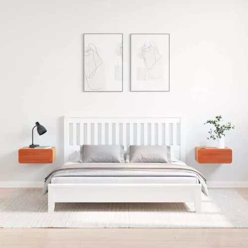 Éjjeli asztal 2 pcs Viaszbarna 39 x 34 x 16.5 cm Tömör fenyőfa