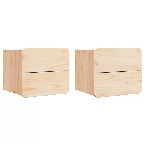 Éjjeli asztal fiókkal 2 pcs Barna 39 x 34 x 33 cm Tömör fenyőfa