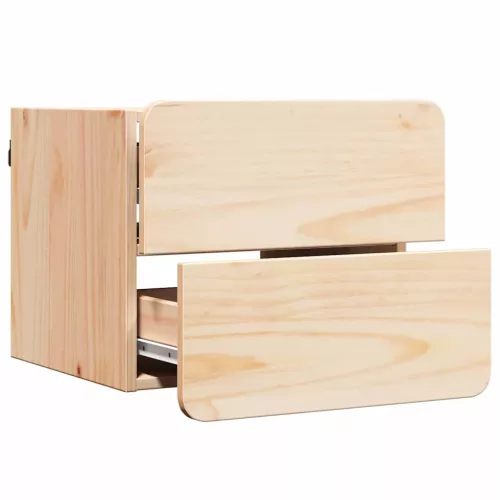 Éjjeli asztal fiókkal 2 pcs Barna 39 x 34 x 33 cm Tömör fenyőfa