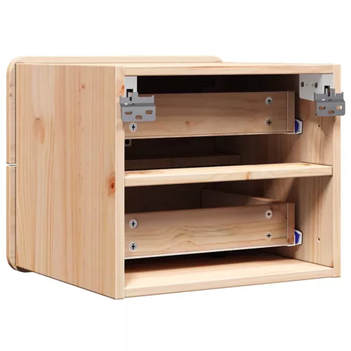 Éjjeli asztal fiókkal 2 pcs Barna 39 x 34 x 33 cm Tömör fenyőfa