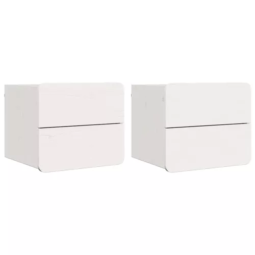 Éjjeli asztal fiókkal 2 pcs Fehér 39 x 34 x 33 cm Tömör fenyőfa