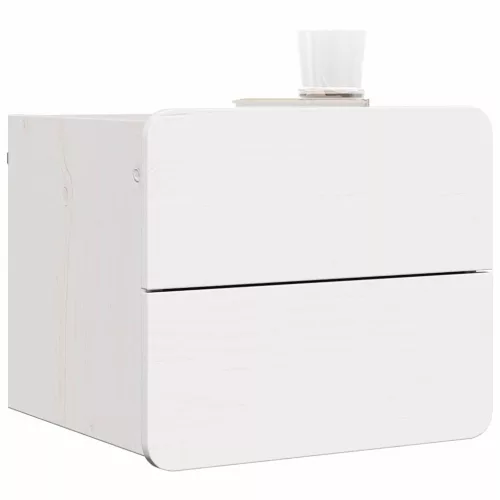 Éjjeli asztal fiókkal 2 pcs Fehér 39 x 34 x 33 cm Tömör fenyőfa