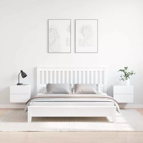 Éjjeli asztal fiókkal 2 pcs Fehér 39 x 34 x 33 cm Tömör fenyőfa