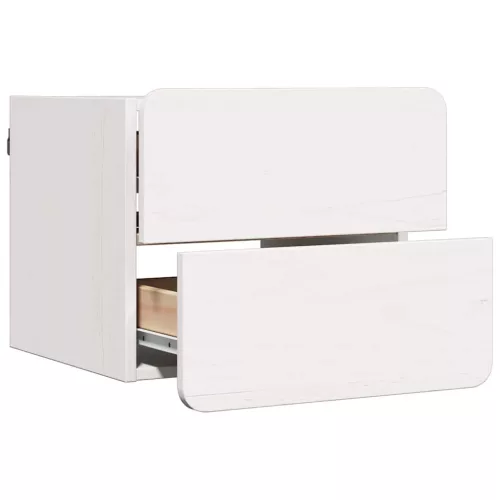 Éjjeli asztal fiókkal 2 pcs Fehér 39 x 34 x 33 cm Tömör fenyőfa