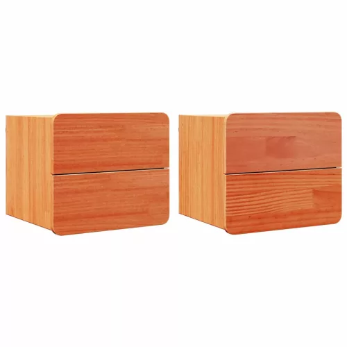 Éjjeli asztal fiókkal 2 pcs Barna 39 x 34 x 33 cm Tömör fenyőfa