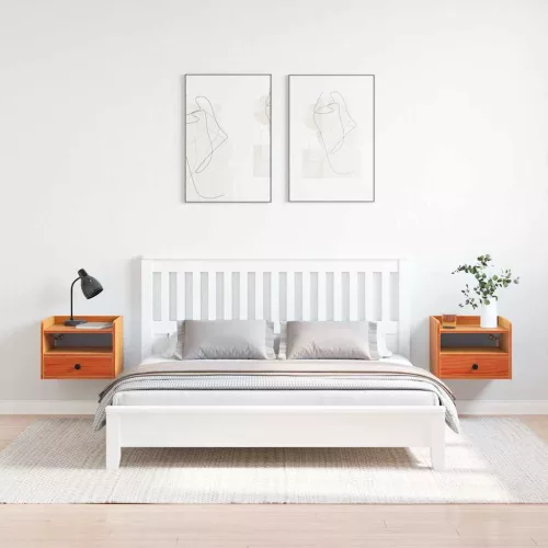 Éjjeli asztal 2 pcs Viaszbarna 38 x 36 x 29.5 cm Tömör fenyőfa