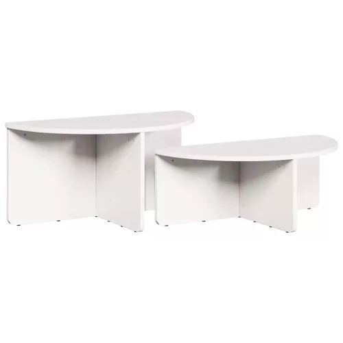 Dohányzóasztal 2 pcs Fehér 79 x 39.5 x 40 cm Tömör fenyőfa