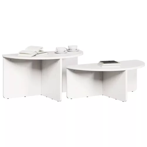 Dohányzóasztal 2 pcs Fehér 79 x 39.5 x 40 cm Tömör fenyőfa