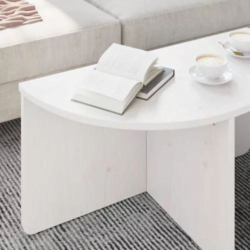 Dohányzóasztal 2 pcs Fehér 79 x 39.5 x 40 cm Tömör fenyőfa