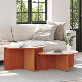   Dohányzóasztal 2 pcs Viaszbarna 79 x 39.5 x 40 cm Tömör fenyőfa
