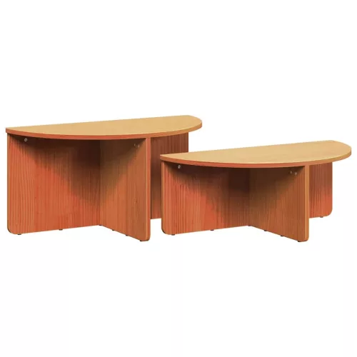 Dohányzóasztal 2 pcs Viaszbarna 79 x 39.5 x 40 cm Tömör fenyőfa