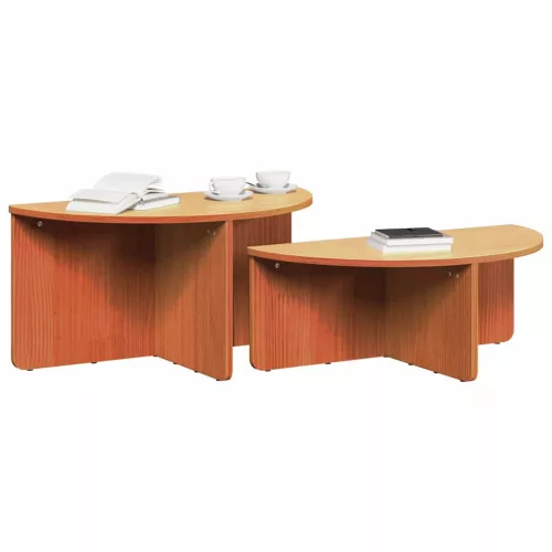 Dohányzóasztal 2 pcs Viaszbarna 79 x 39.5 x 40 cm Tömör fenyőfa