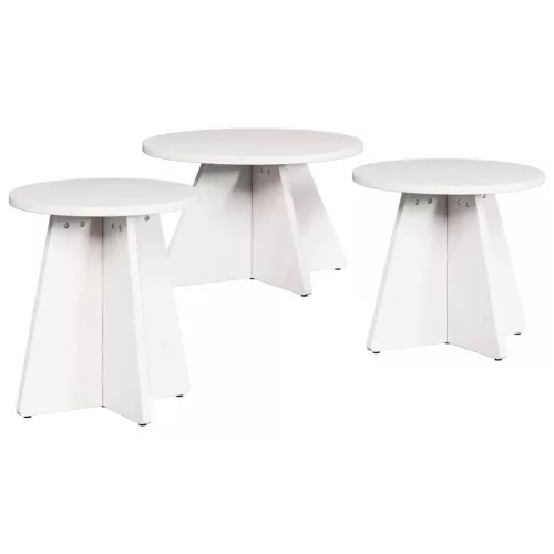 Dohányzóasztal 3 pcs Fehér 49 x 49 x 30 cm Tömör fenyőfa