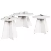 Dohányzóasztal 3 pcs Fehér 49 x 49 x 30 cm Tömör fenyőfa