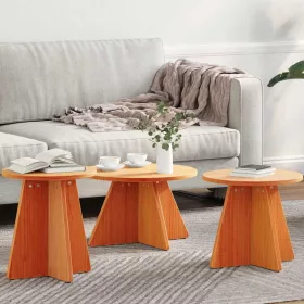   Dohányzóasztal 3 pcs Viaszbarna 49 x 49 x 30 cm Tömör fenyőfa