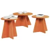 Dohányzóasztal 3 pcs Viaszbarna 49 x 49 x 30 cm Tömör fenyőfa